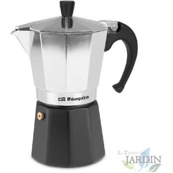 Cafetera Italiana de Aluminio para 6 Tazas con Mango Ergonómico y Válvula de Seguridad - Espresso para Cocina a Gas y Vitrocerámica