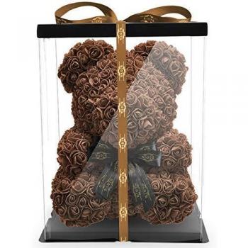 NADIR Blumenbär 40cm - verpackt in Geschenkbox Größen - Bär aus Rosen Freundin Valentinstag Muttertag Geburtstag Jahrestag Jubiläen Infinity Rosebear
