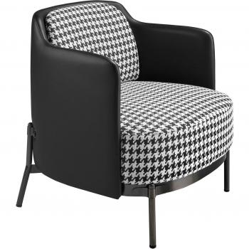 Sillón de Tela Blanca y Negra con Acabado en Polipiel Negro