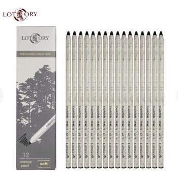 12Pcs Soft Charcoal Sketch Pencils Set for School Standard Art Supplies