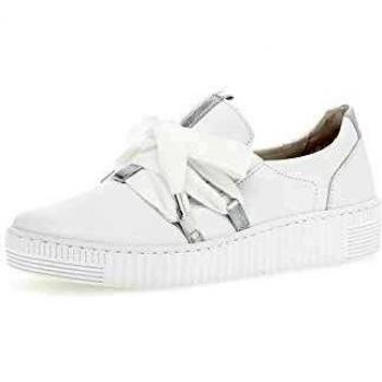 Gabor Waltz Women's Casual Trainers - White/Silver, Size 3