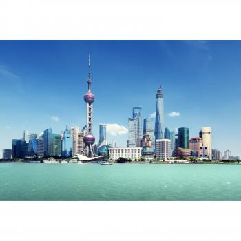 Papermoon Fototapete Shanghai Stadt Skyline Brücken Ufer Fluss Strand