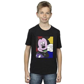 Disney Boys Mickey Mouse Oh Minnie Pop Art Black T-Shirt (Size 5-6 Years)