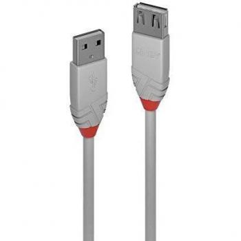 Lindy 36711 USB 2.0 Type A Extension Cable, 0.5m, Grey, Anthra Line