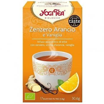 Yogi Tea Gengibre, Laranja e Baunilha - Chá em Filtros, 17 unidades, sabor refrescante com gengibre picante, notas cítricas de laranja e um toque suave de baunilha, ingredientes