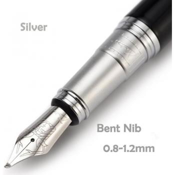 Picasso 906 Athens Dynasty Fine Nib Calligraphy Fountain Pen with Optional Original Box in Black and Noble Gold/Silver Cap