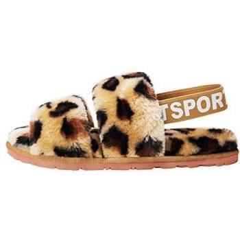 Girls Fluffy Slippers with Elastic Strap Soft Warm Comfortable Fuzzy Slides Shoes Comfy Sandals Brown Leopard