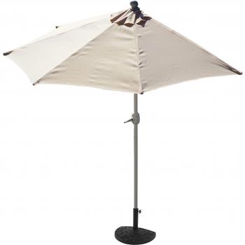Demi-parasol aluminium Parla UV 50+ 300cm crème avec support pour balcon et terrasse