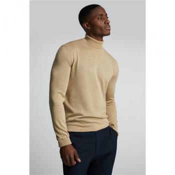 Beige Knit Roll Neck Sweater