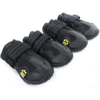 Bottes réfléchissantes imperméables pour chiens - 4 pièces, chaudes pour neige et pluie, antidérapantes, adaptées aux chiens de taille moyenne à grande