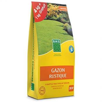Gazon Rustique 5 kg Engrais Organique - Semences Enrichies pour Implantation Rapide et Homogène (200 m²)