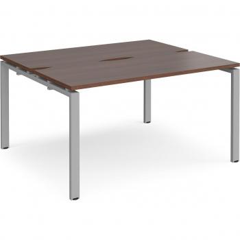 Adapt 2 Seater Back to Back Straight Silver Frame Cluster Desks - 1400mm - Walnut
