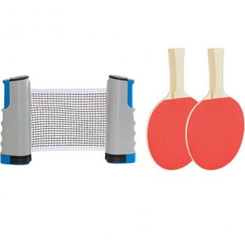 Instant Retractable Table Tennis Set with Clip-on Racket Clamp and Paddles