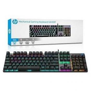 Teclado Gamer Mecânico USB LED GK400F Preto HP - Teclado mecânico, conexão USB, retroiluminação LED, design ergonômico, teclas programáveis, estrutura resistente, compatível com sistemas Windows