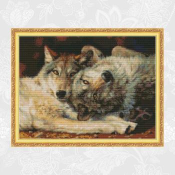 Joy Sunday Counted Cross Stitch Kit - Wolf Patterns Embroidery Set for Home Decor and Crafting