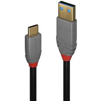 LINDY 36910 USB 3.1 Type C Cable, 5A PD, Anthra Line Black 0.5m