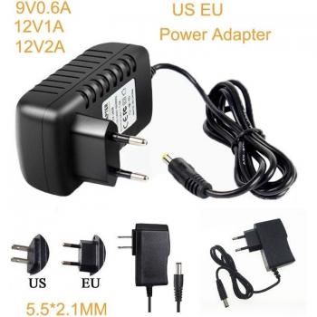 Adaptateur d'alimentation 9V 0.6A 12V 1A 2A 2.5A AC DC avec prise EU/US pour moniteur