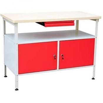 DEFITEC Établi a double porte - Rouge/Blanc