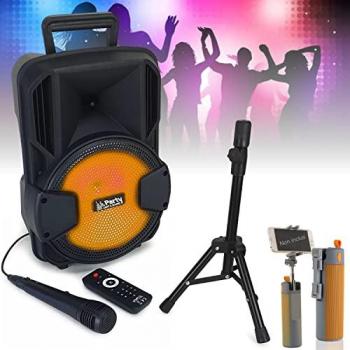 Enceinte Bluetooth Karaoke Enfant MOBILE8 avec LED, Pied, Micro et Télécommande - Cadeau Parfait