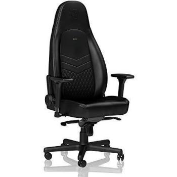 noblechairs Icon Sedia da Gaming - Sedia da Ufficio - Sedia da scrivania - Pelle Vera - Ergonomico - Imbottitura Schiuma Fredda - 150 kg - Sedile da Corsa Design - Nero