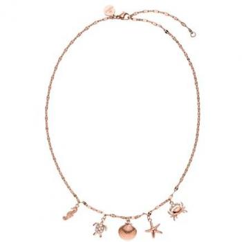 Collar Underwater World con colgante en diseño marino, acero inoxidable rosado, resistente al agua, longitud ajustable 40-45 cm