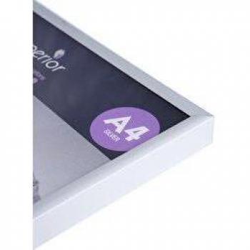 Seco A4 Brushed Silver Aluminium Picture Frame with Perspex Safety Glass