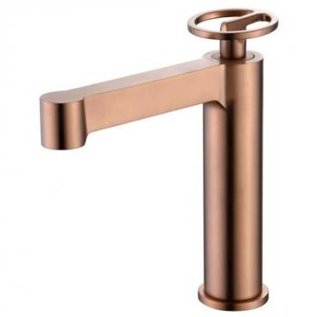 Grifo Monomando de Lavabo Mice en Latón para Agua Fría/Caliente - Disponible en Colores y Acabado Oro Rosa Cepillado