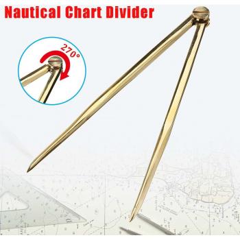 168mm Solid Brass Nautical Chart Divider - Portable Rust-Free Compass for Marine Navigation and Architecture