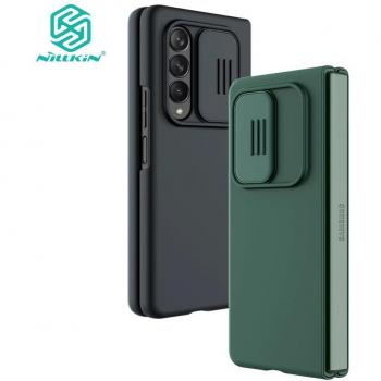 Carcasa Nillkin CamShield Silky per Samsung Galaxy Z Fold 3 5G, con slider per fotocamera e retro in silicone resistente agli urti, colore nero
