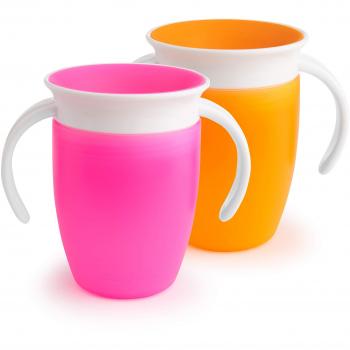 Munchkin Miracle 360 Trainer Cup, Pink/Orange, 7 oz/207 ml, 2 Pack
