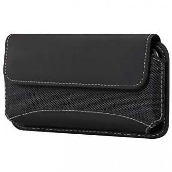 Funda Cinturón Horizontal de Piel y Nylon Negra para Oneplus Nord CE 2 Lite (2022) - Diseño Nuevo