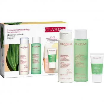 Clarins Velvet Cleansing Milk and Purifying Toning Lotion Set with Facial Scrub - 200ml Each