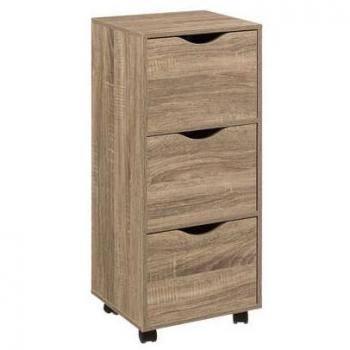 Torre de Almacenamiento con 3 Cajones Amplios y Ruedas para Movilidad 80.50x33x29.50 cm - Natural