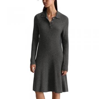Marc O'Polo DENIM A-Shape Strickpolokleid aus softem Schurwolle-Mix