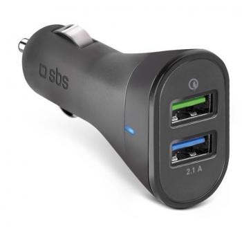 Caricabatterie Auto USB Quick Charge SBS - Adattatore Carica Rapida Nero