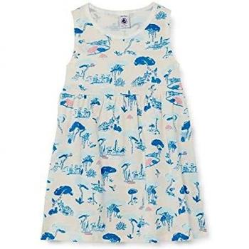 Petit Bateau A00QV01 Dress, Marshmallow/Multico, 6 Mois Baby-Girls