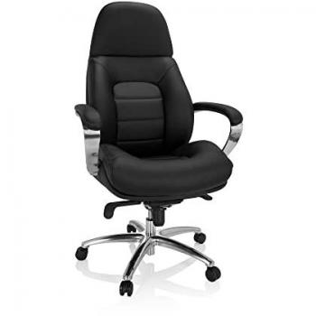 Silla de oficina Brenton XXL - Silla giratoria ergonómica en piel sintética negra con reposabrazos