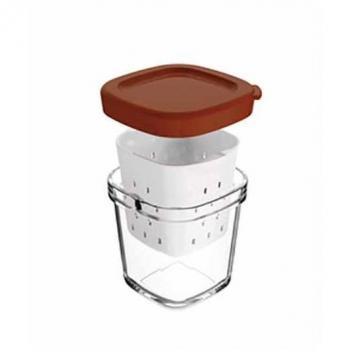 Pot avec couvercle marron pour yaourtière Multidélices SEB SS-1530000808