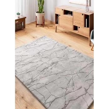Alfombra Interior Rectangular Gris 115 x 170 cm Efecto Mármol con Relieve - Oris