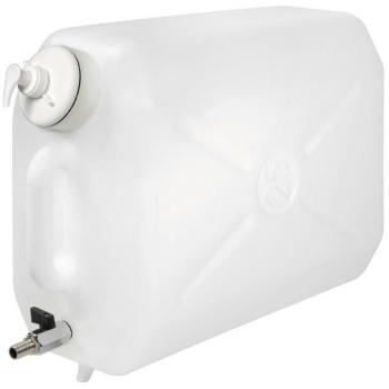 Tanica in Plastica con Rubinetto in Metallo e Dispenser Porta Sapone - 25 L