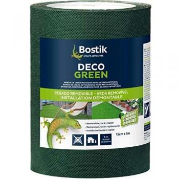 Bostik Bande de Jonction Adhésive Pour Gazon Synthétique Deco Green – Intérieur et Extérieur – Installation Démontable et Discrète – Couleur : Vert – Rouleau de 15 cm x 5 m
