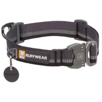 Collar para Perro Ruffwear Top Rope™ Gris Basalto 355-508 mm, Reflectante, Anillo en V de Aluminio y Hebilla de Metal