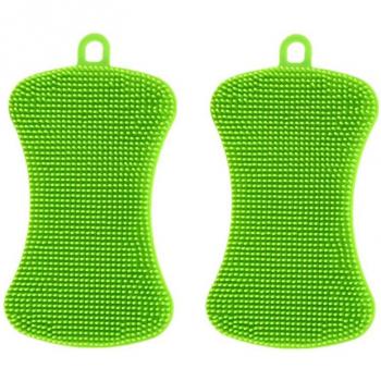 Set de 2 brosses de nettoyage en silicone antibactériennes pour la vaisselle et la cuisine