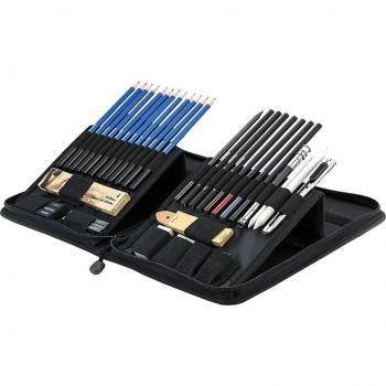 Kit de 40 crayons de dessin professionnels avec sac de transport pour étudiants, outils artistiques pour esquisse et écriture