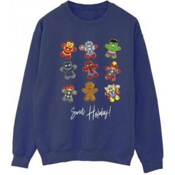 Marvel Ladies Gingerbread Avengers Navy Blue Sweatshirt