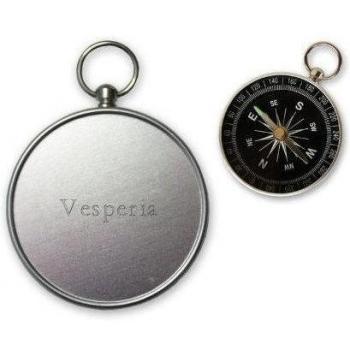Pequeña brújula con grabado nombre de Vesperia