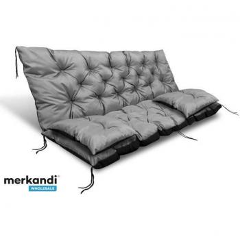 Coussin de jardin 180x60x50 cm + 2 coussins pour balancelle imperméables gris