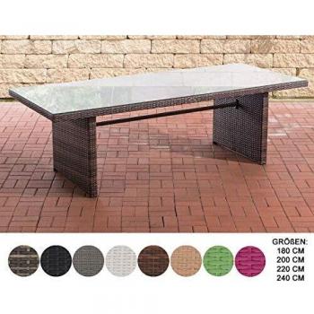 CLP Polyrattan Tisch Avignon I Gartentisch Aus Flachrattan I Esstisch In Verschiedenen Größen, Farbe:braun-meliert, Größe:220 cm