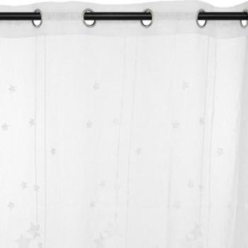 Tenture Étoiles Brodées Blanc H240 cm - Atmosphera Créateur d'Intérieur