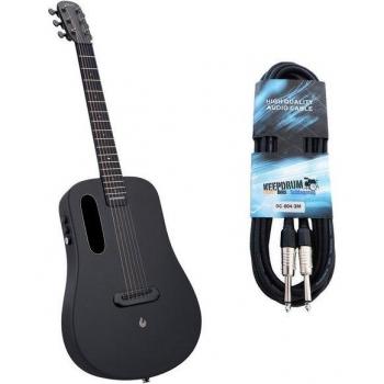 Lava Music Westerngitarre Me Air 36 Zoll Space Black mit Kabel und Vorteils-Set